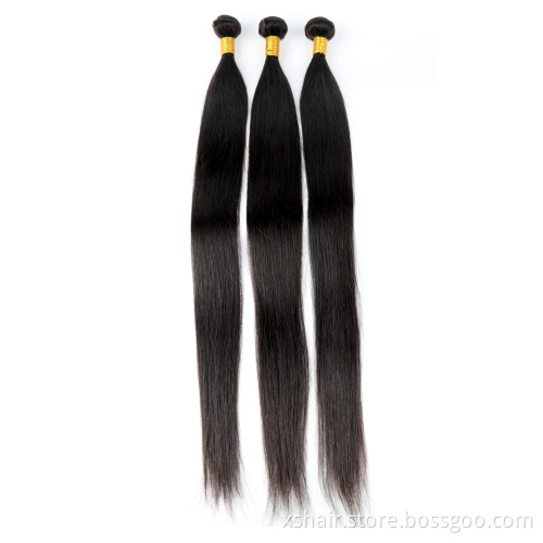 Free Sample Bone Straight Human Hair Bundle with 13x4 Lace Closure in Bulk, 100% Unprocessed Virgin Brazilian Human Hair Bundles